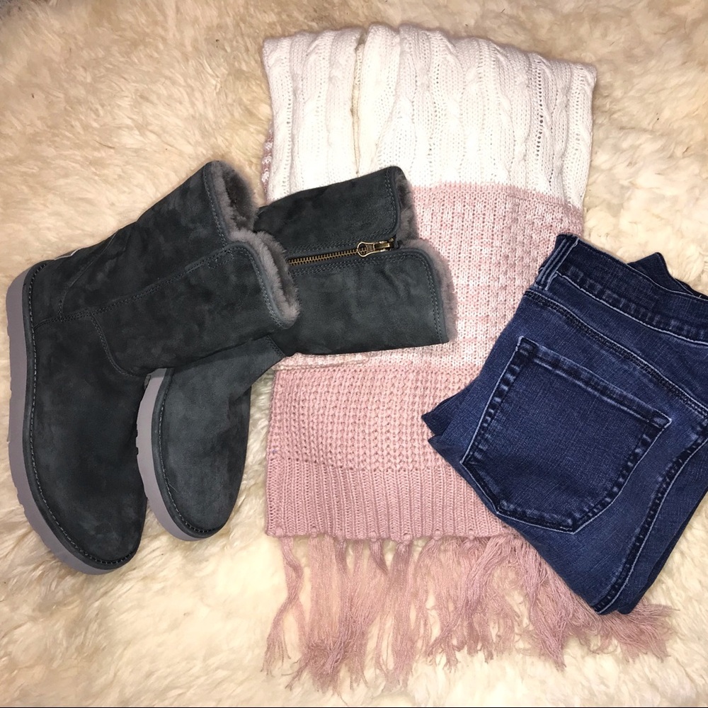 👢NEW!!👢AUSTRALIAN LAMB FUR UGG GREY SZ 8